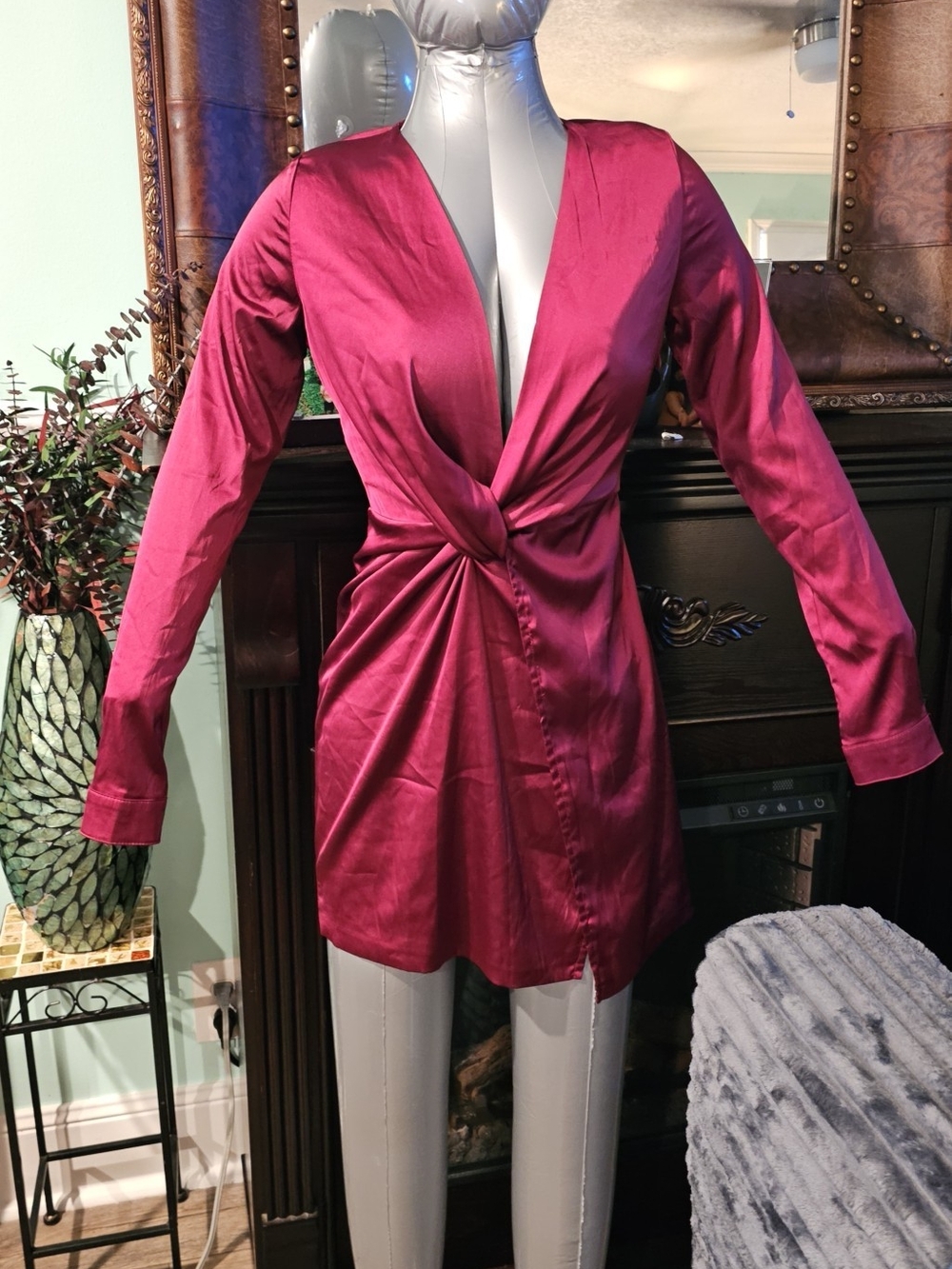 Fashion Nova Sugar Free Dress Burgundy XS